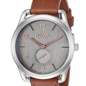 NIXON Watch C45 Leather Gray/rose head gold NWT!
